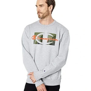 Champion Camouflage Logo Sweatshirt. SzL Heather gray. EUC.